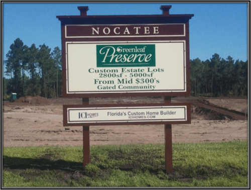 Greenleaf Preserve Sign at Nocatee in Ponte Vedra